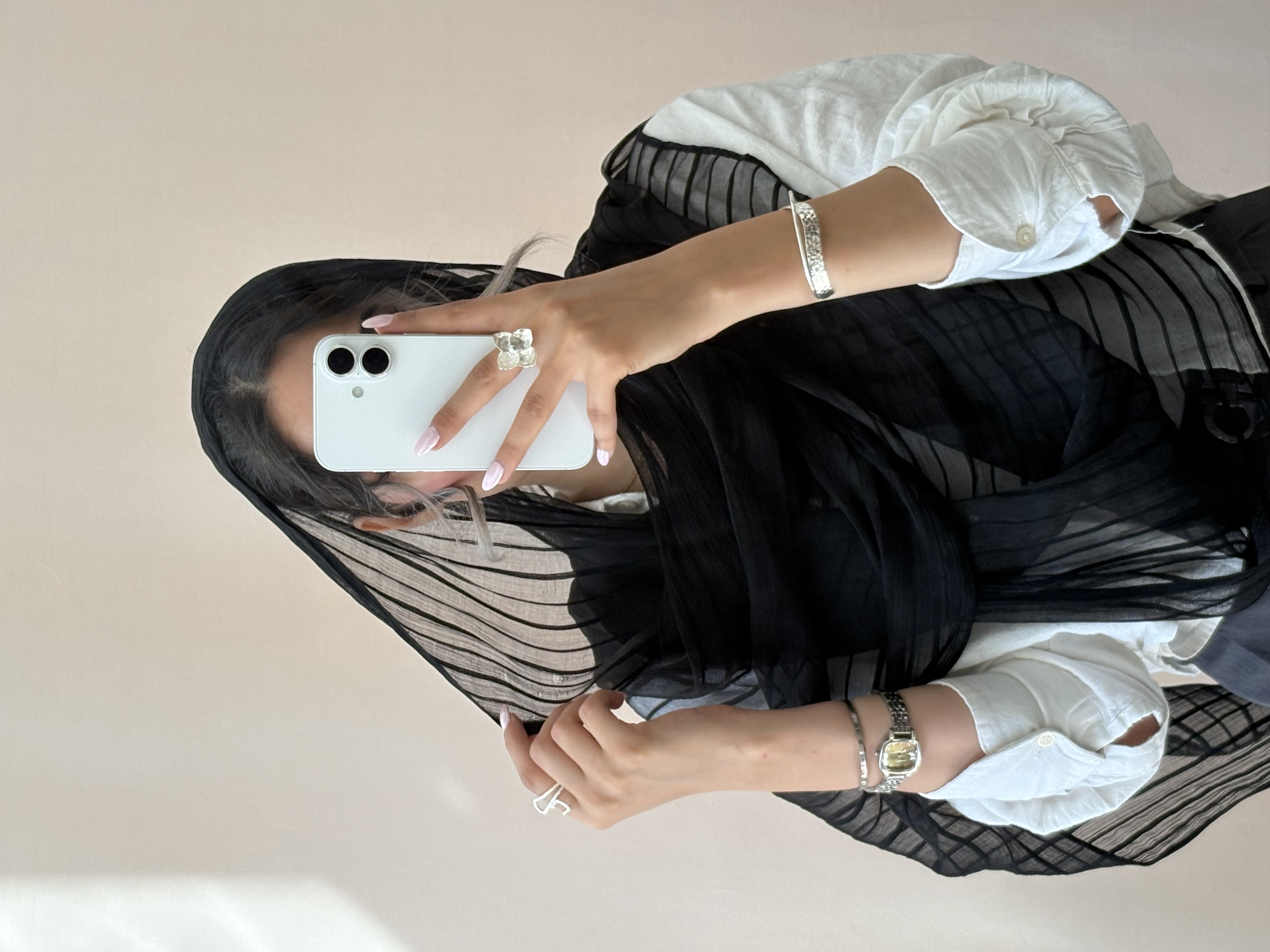 شال زنانه حریر راه‌راه | کد ۶۰۹۴ | سلین